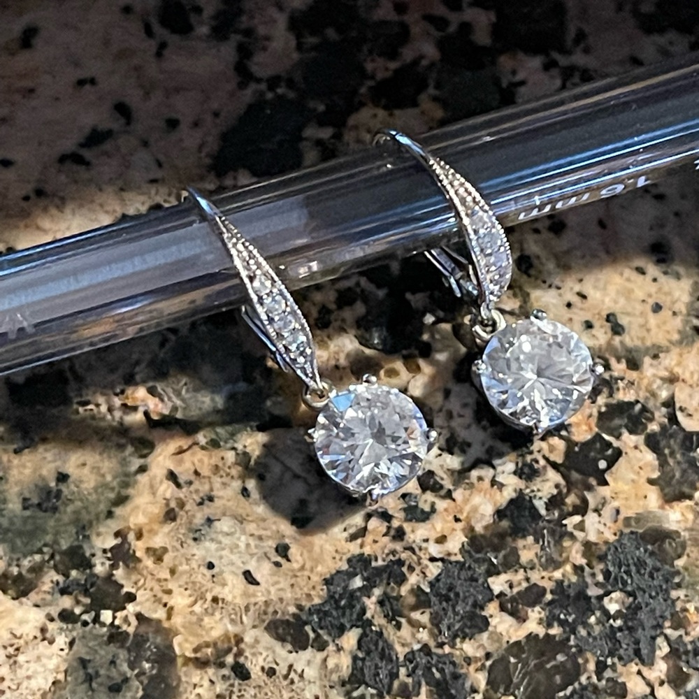 QVC Diamonique 4.2 cttw dangle earrings in Sterling Silver